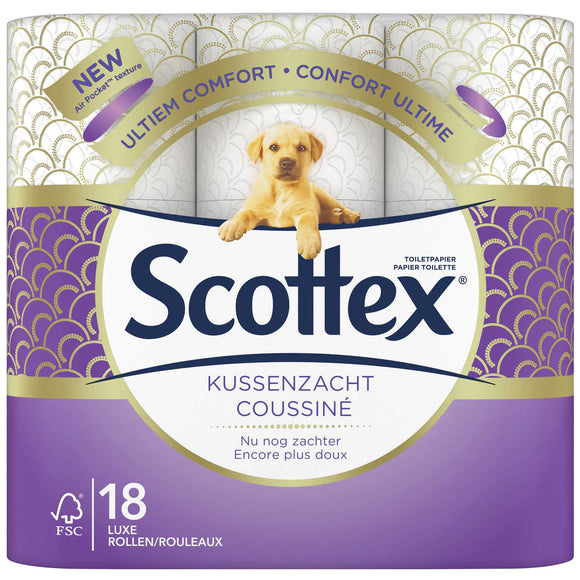 Scottex kussenzacht toiletpapier 3 lagen 18 rollen